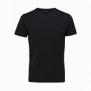 SELECTED Camisetas Hombre Camiseta New Pima Cuello Pico Black