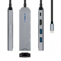 AISENS DOCKING ASUC-5P003-GR GRIS 1 HDMI/ 2 USB/ 1 RJ45/ 1 Audio/  USB PD