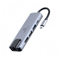 GEMBIRD Adaptador Usb-c a 5 en 1  Hub + HDMI + Pd + Lan