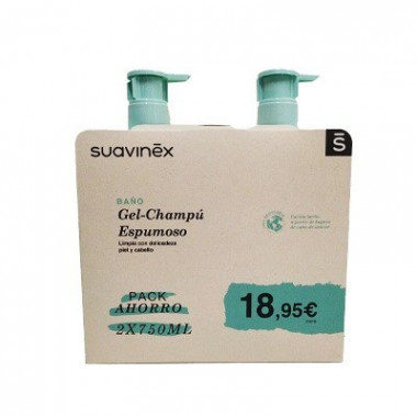 SUAVINEX Shampooing-Gel Moussant 2 Bouteilles 750 Ml