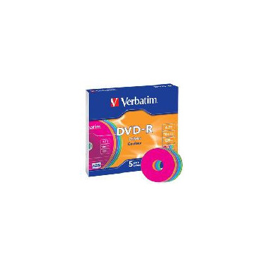 VERBATIM Dvd-r 4.7GB 16X Caja Slim 5UD Colores