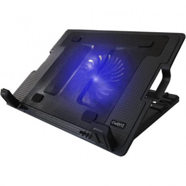 EWENT Support pour ordinateur portable + ventilateur jusqu'à 17.4 Noir