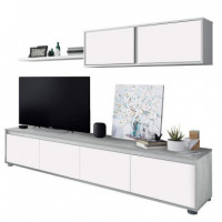 Mueble TV con Estante 6 Puertas 1 Estante Superior Blanco Artik/cemento  MOMI