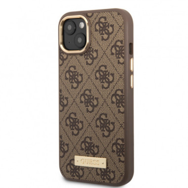CASE IPHONE 14 GUESS MAGSAFE PLATE BROWN