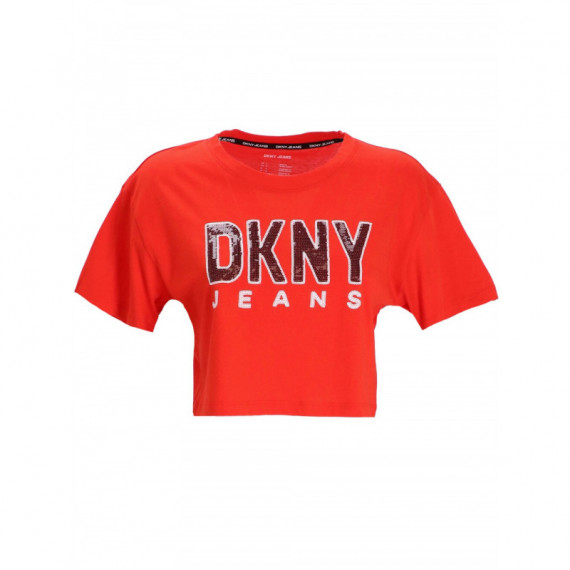 Top Mujer DKNY S/s DKNY Sequin Logo Crop T-shirt