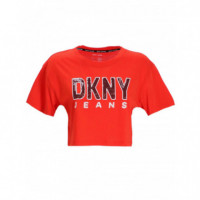 DKNY - Top Rojo Logo Negro Mujer - E2EFKHLC/RED Alert Multi