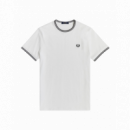 Camisetas Hombre Camiseta FRED PERRY con Ribete Twin Tipped Blanca