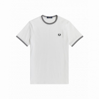 Camisetas Hombre Camiseta FRED PERRY con Ribete Twin Tipped Blanca