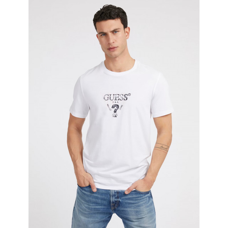 Camiseta negra logo triangle Guess- Camiseta negra manga corta Guess