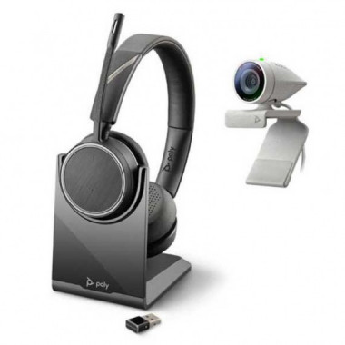 POLY Kit Videoconferencia con Cámara Web Studio P5 Mas Auricular Profesional Voyager 4220 Uc Inalambrico