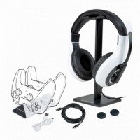 Bigben PS5 Essential Pack 5 In 1 White (headset/soporte Headset/base de Carga 2 Dual/cable USB/2 Grips)  NACON