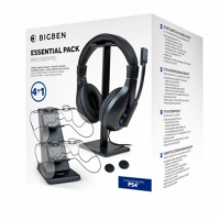 Bigben PS4 Essential Pack 4 In 1 Black (headset/soporte Headset/base de Carga para 2 MANDOS/2 Grips)  NACON