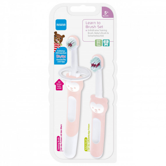 Mam Cepillo Dental Pack Infantil Aprendizaje Set Learn To Brush 5+M 1 Unidad Color Rosa  JOHNSON & JOHNSON