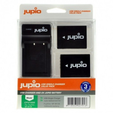 JUPIO 2 Baterias NP-W126S Fujifilm + Cargador USB (CFU1001)