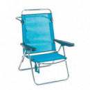 Silla Playa Cama Alta Alco Aluminio Fibrel Azul Verde 671A 124545