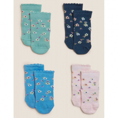 Pack de 4 pares de calcetines Bebé Flores
