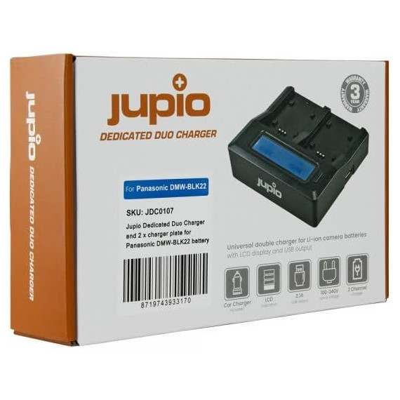 JUPIO Cargador Doble Plato para Panasonic DMW-BLK22 Ref. JDCO107