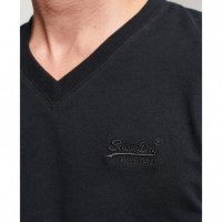 Camiseta con Cuello de Pico en Algodón Orgánico Essential  SUPERDRY