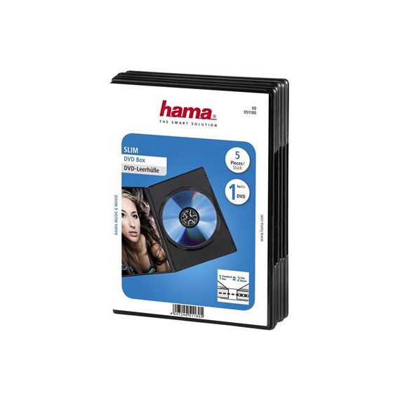 HAMA Caja DVD Slim 1CD X 5 Unidades