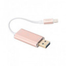 EDNET Cable Datos Ipad, Iphone 6/7/8/X Lightning  a USB 3.0 Oro Rosa con Ranura para Micro Sd hasta