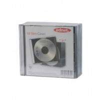 EDNET 64034 Pack de 10 Cajas Cd, DVD Vacia Simple Transparente Slim