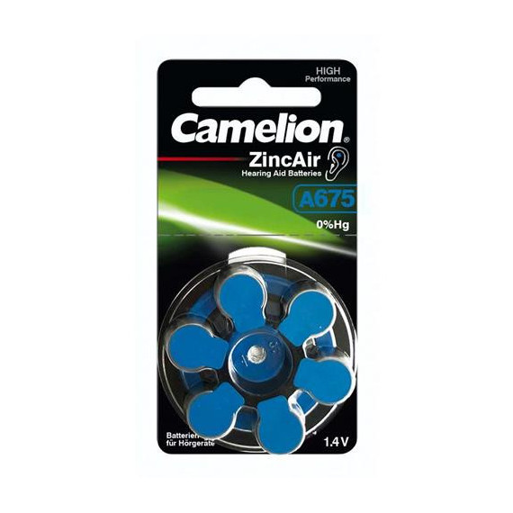 CAMELION Pack de 6 Pilas Boton A675 Audifono Zinc Air 1.4V