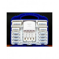 SANYO Pack Eneloop Cargador Ni-mh + 4 Baterias Recargable Aa 2000MAH+ 2 Aaa 800MAH + 2 Adaptadores C
