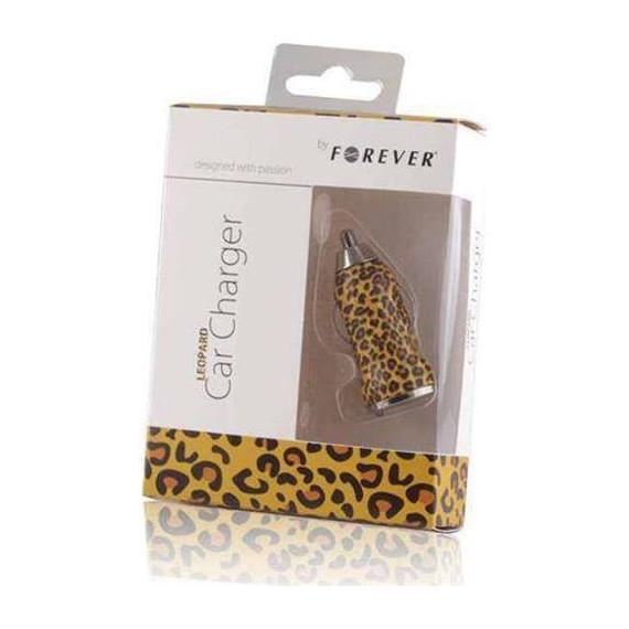 FOREVER Cargador Coche USB 1AMP Diseño Leoprado