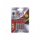 ELBAT Pack de 4 Pilas Alkalinas Aaa LR03 1.5V