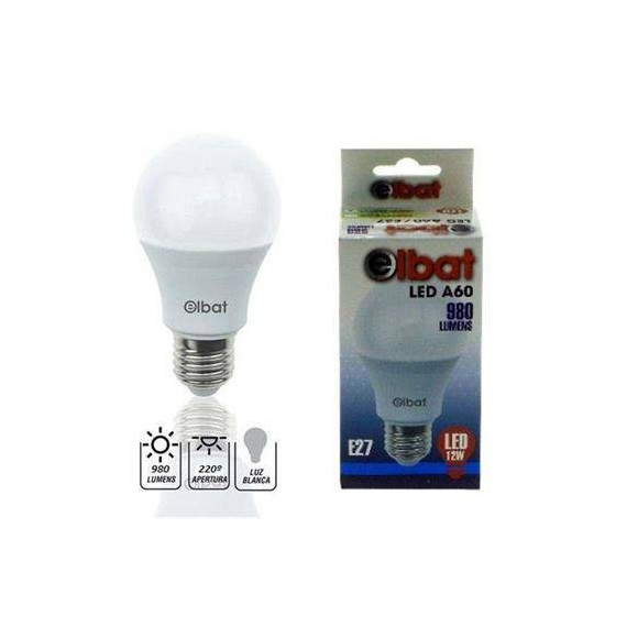 ELBAT Bombilla Led A60 E27, 12W, 980 Lumenes, Luz Blanca