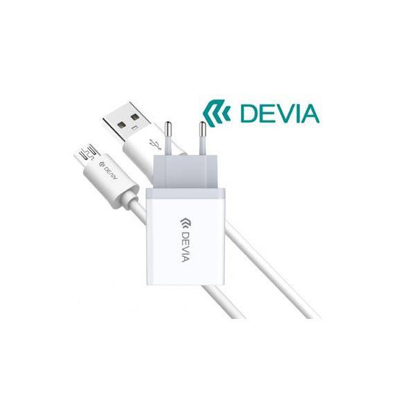 DEVIA Cargador 2.1A USB + Cable  Lightning Blanco 1MTR
