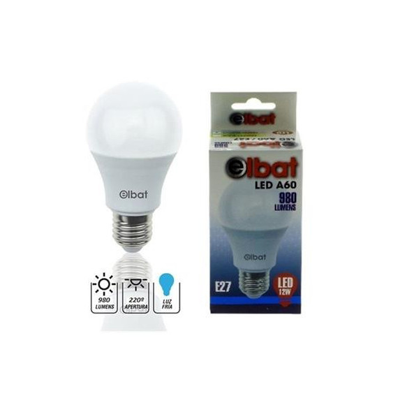 ELBAT Bombilla Led A60 E27, 12W, 980 Lumenes, Luz Fria EB0246