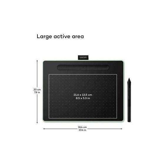 WACOM Intuos Medium Tableta Grafica con BLUETOOTH y Lapiz 4K 216X135MM Verde Pistacho