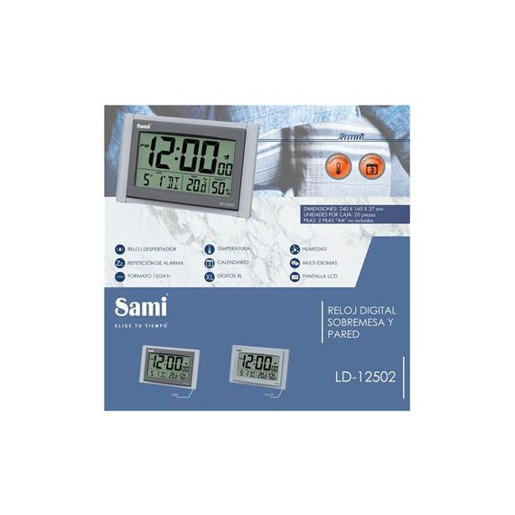 SAMI Reloj Digital Sobremesa/pared con Temperatura LD12502 - Guanxe  Atlantic Marketplace