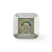 NEDIS Mini Estacion Barometrica con Higrometro, Temperatura, Hora Pantalla Tactil KATR105SI