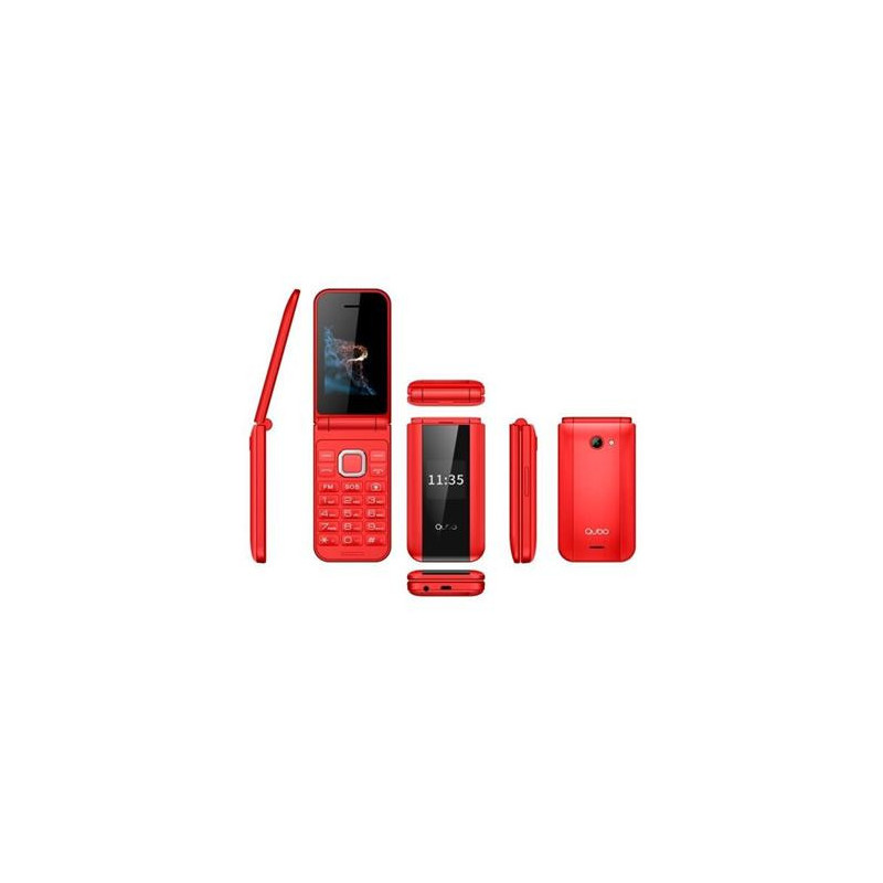 QUBO Telefono Movil Tapa X219 Rojo Dual Sim, Radio Fm,  Camara,LINTERNA,doble pantalla frontal e int - Guanxe Atlantic Marketpla