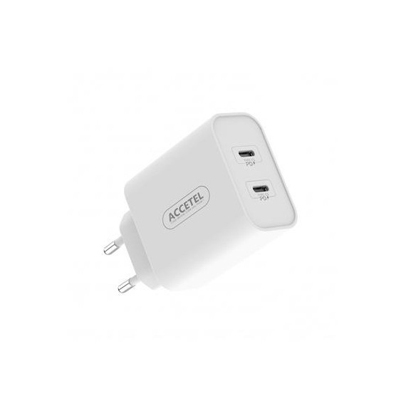 ACCETEL Adaptador de Red 2XUSB C Pd 20+20W Blanco AC940W Blanco