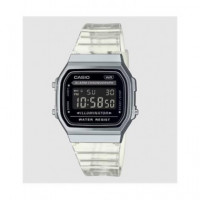 CASIO Coleccion A168XES-1BEF Reloj Digital Correa Resina Transparente, Fecha,cronometro, Alarma