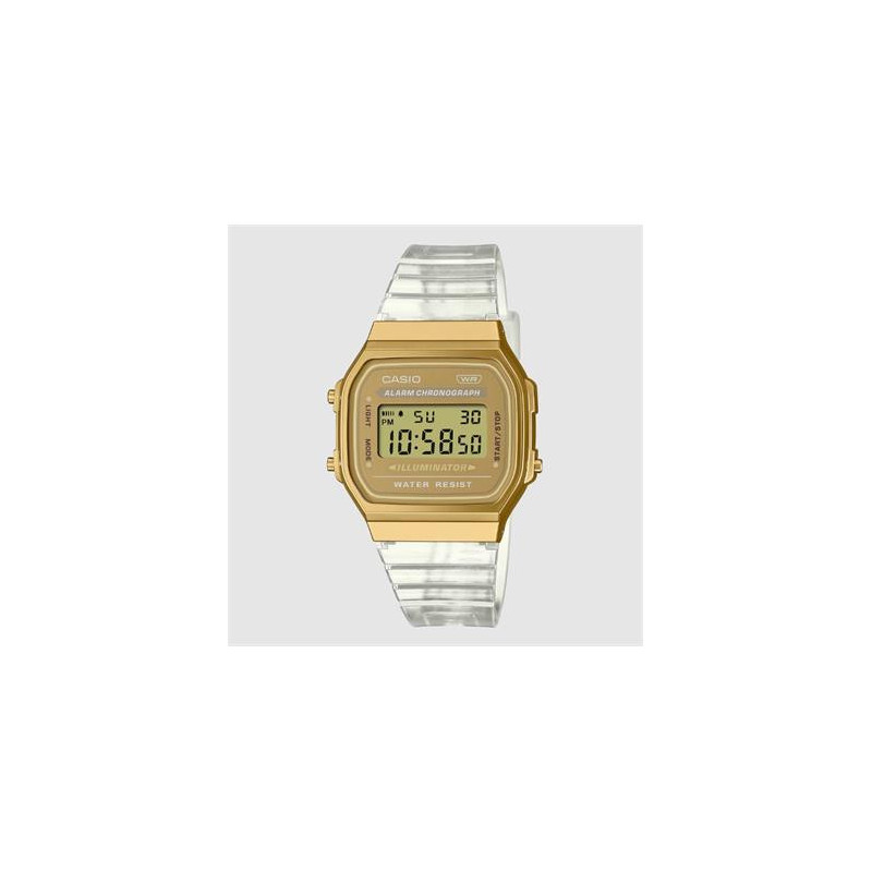 Smartwatch cuadrado tipo casio dorado