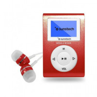 SUNSTECH Reproductor MP3 Dedalo Iii Rojo 8GB, Radio Fm, Auriculares Incluidos