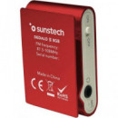 SUNSTECH Reproductor MP3 Dedalo Iii Rojo 8GB, Radio Fm, Auriculares Incluidos