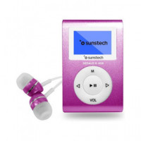 SUNSTECH Reproductor MP3 Dedalo Iii Rosa 8GB, Radio Fm, Auriculares Incluidos