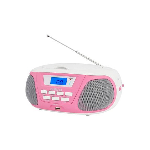 AIWA Radio CD Portatil BLUETOOTH Boombox BBTU-300PK Rosa USB,MP3,AUX In