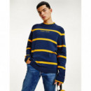 Tjm Branded Stripe Sweater Twilight Navy  TOMMY JEANS
