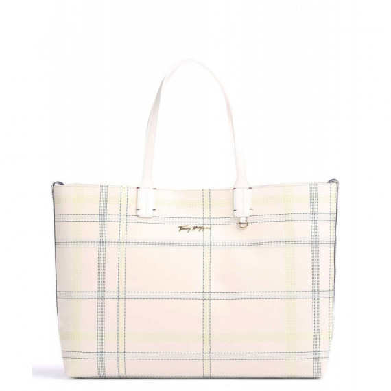 Iconic Tommy Tote Check Feather White Ch  TOMMY HILFIGER