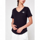 Monogram Logo Slim V-neck Tee Ck Black  CALVIN KLEIN