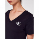 Monogram Logo Slim V-neck Tee Ck Black  CALVIN KLEIN