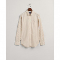 Reg Cotton Linen Stripe Shirt Dry Sand  GANT