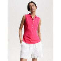 Slim Collar Detail Polo Ns Bright Cerise Pink  TOMMY HILFIGER