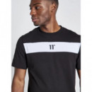 Camiseta 11º Cut And Sew Panelled  Negro